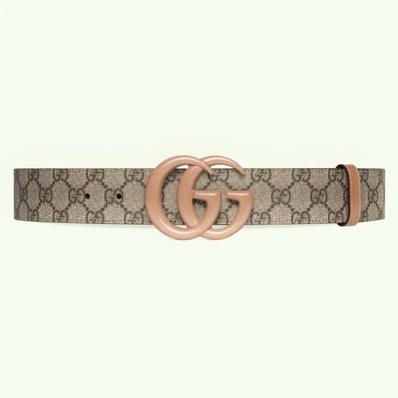 NEW Gucci Gucci GG Marmont Wide Belt 100 CM 40 In Pink Brown GG Supreme - Picture 1 of 9